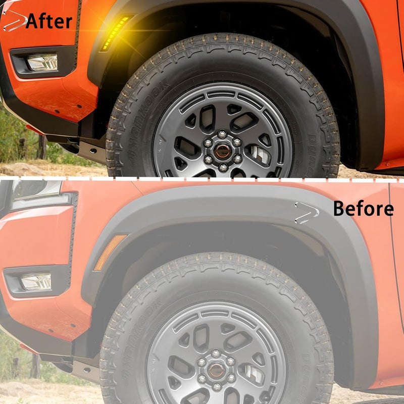 ZDEERAOTO LED Front Side Marker Light DRL Amber Sequential Turn Signal Lamp 2 in 1 Function Feature Kit for Nissan Frontier 2022 2023 2024 GEN3 OEM Trim Accessories - Image 3
